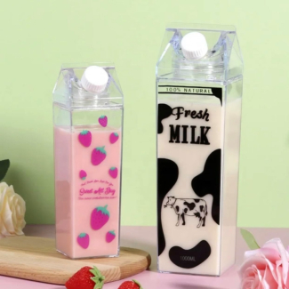 Super Hot Transparent Milk Box - Plastic Water Bottle with Lid
