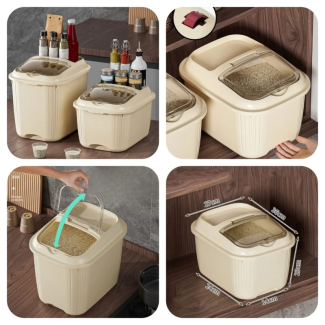 10KG Flip Cover Sealed Multi-function Rice Bucket with Storage Design