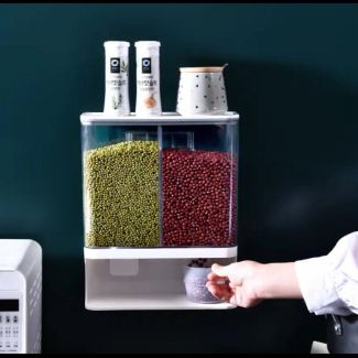 Kitchen Sealed Tank Wall Mounted Rack for Dry Food Storage and Dispensing