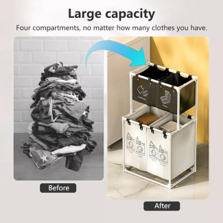 Folding Dirty Clothes Basket with Four Sections for Efficient Sorting Price in Pakistan | LAPTAB