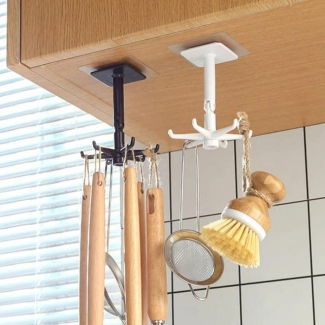 360 Degrees Rotated Self-Adhesive Kitchen Hooks - Space-Saving Design