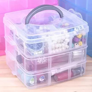 3 Layers 18 Compartments Clear Plastic Storage Box... - Grandado