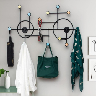 Nordic Style Wall Shelf with Hooks for Entryway Organization and Storage
