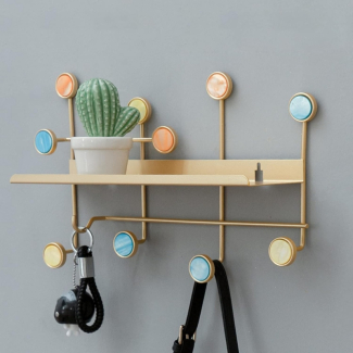 Wall Mounted Coat Rack with Shelf - Rustic Carbon Steel Entryway Storage Price in Pakistan | LAPTAB