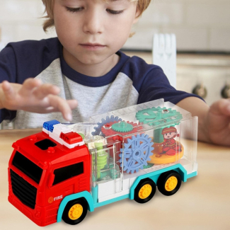 Battery Powered Fire Engine Toy with Color Changing Lights and Sound