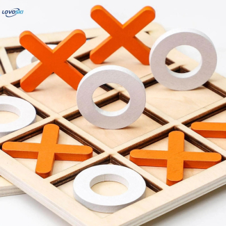 Wooden Tic Tac Toe Game for Family Fun - 10 Pieces Included Price in Pakistan | LAPTAB
