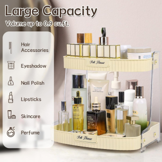 2-Tier Cream White Cosmetic Makeup Storage Holder, Durable PET Organizer Price in Pakistan | LAPTAB