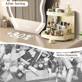 2-Tier Cream White Cosmetic Makeup Storage Holder, Durable PET Organizer Price in Pakistan | LAPTAB