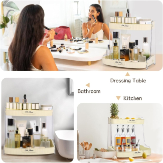2-Tier Cream White Cosmetic Makeup Storage Holder, Durable PET Organizer Price in Pakistan | LAPTAB