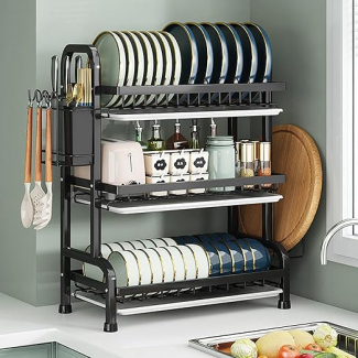 Multi Tier Dish Drying Rack with Drain Dishes and Padded Feet Price in Pakistan | LAPTAB