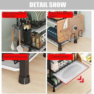 Multi Tier Dish Drying Rack with Drain Dishes and Padded Feet Price in Pakistan | LAPTAB