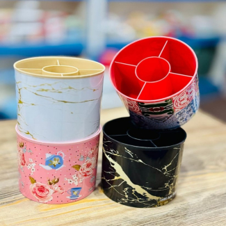 Spinning Pen Holder Makeup Brush Organizer with 5 Compartments and Rotating Feature