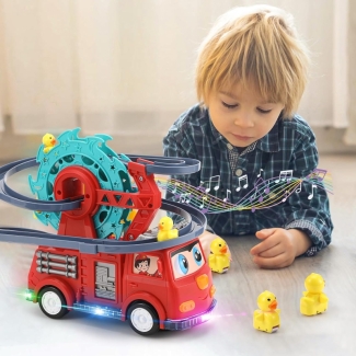 Battery Operated Fire Truck Toy with Ducklings and Flashing Lights Price in Pakistan | LAPTAB