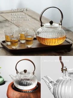 Heat Resistant Japanese Style Glass Teapot with Filter Spout