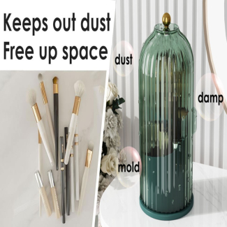 360 Rotating Clear Makeup Brushes Organizer with Dustproof Sliding Door Price in Pakistan | LAPTAB