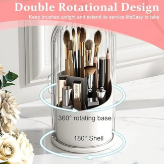 360 Rotating Clear Makeup Brushes Organizer with Dustproof Sliding Door Price in Pakistan | LAPTAB