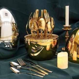 24 Piece Stainless Steel Flatware Set with Elegant Storage Jar Price in Pakistan | LAPTAB