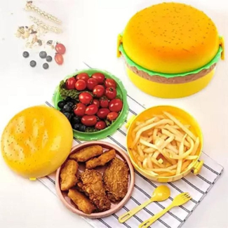 3 Layer Burger Shape Lunch Box for Fun and Variety in School Lunches Price in Pakistan | LAPTAB