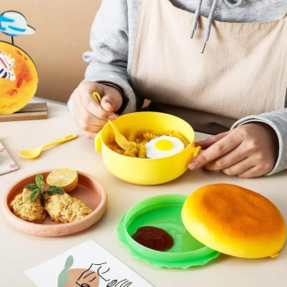 3 Layer Burger Shape Lunch Box for Fun and Variety in School Lunches Price in Pakistan | LAPTAB