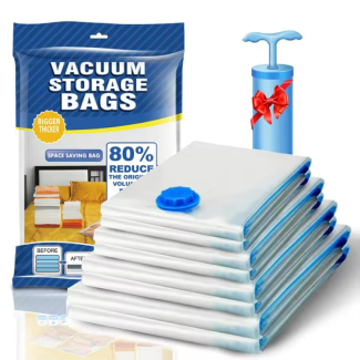 Vacuum Storage Bags with Hand Pump - Reusable Space Saving Solution