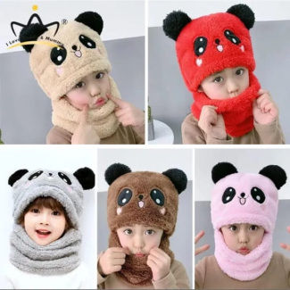 Winter Kids Hat Scarf Set - Cute Cartoon Panda Design for Ages 2-8 Price in Pakistan | LAPTAB