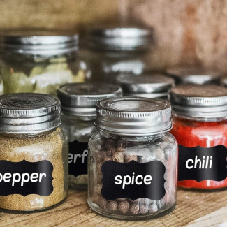 Kitchen Spice Jar Label Stickers - Round Pantry Labels in English & Urdu