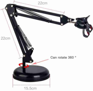 Adjustable Mobile Phone Support Stand for Video Microphone, Black Price in Pakistan | LAPTAB