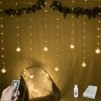 LED Wishing Ball Curtain String Lights with Remote Control and Dual Power Price in Pakistan | LAPTAB