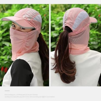 Women's Sun Protection Hat with Mask, Breathable and Foldable, 100% Polyester Price in Pakistan | LAPTAB