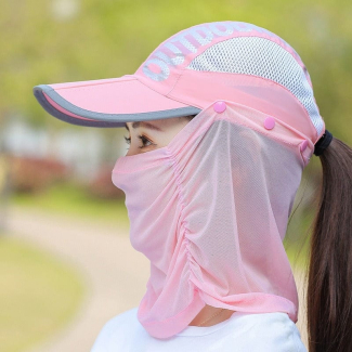 Women's Sun Protection Hat with Mask, Breathable and Foldable, 100% Polyester Price in Pakistan | LAPTAB
