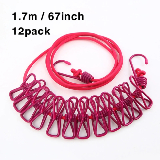 Portable Elastic Rope Washing Line with 12 Clips, 1.8m to 3.6m Length Price in Pakistan | LAPTAB