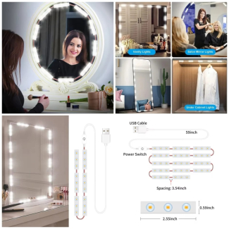 10 LED Makeup Mirror Light Strip with Touch Control and Adjustable Brightness Price in Pakistan | LAPTAB