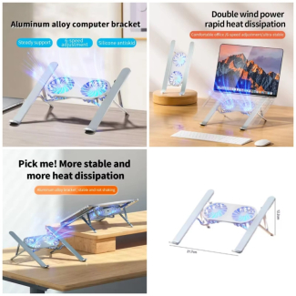 Adjustable Laptop Cooling Fan Stand with LED Lighting and Ergonomic Design Price in Pakistan | LAPTAB