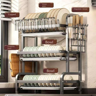 Multi Tired Kitchen Dish Storage Drain Rack - Carbon Steel Price in Pakistan | LAPTAB