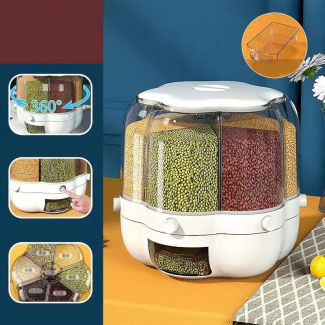 10Kg Rotating Flower Shape Cereal Dispenser with 6 Compartments Price in Pakistan | LAPTAB