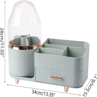Rotating Brush with Cosmetic Organizer and Clear Dust Cover, 5 Compartments Price in Pakistan | LAPTAB