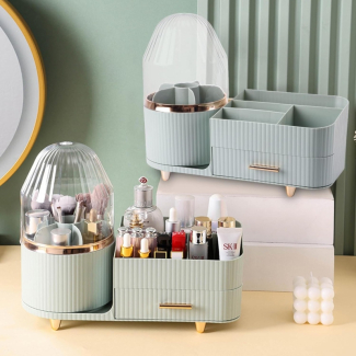 Rotating Brush with Cosmetic Organizer and Clear Dust Cover, 5 Compartments Price in Pakistan | LAPTAB