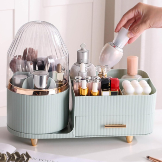 Rotating Brush with Cosmetic Organizer and Clear Dust Cover, 5 Compartments Price in Pakistan | LAPTAB