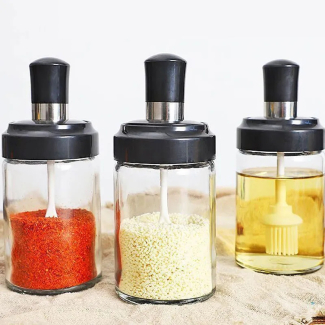 Moisture-Proof Glass Seasoning Bottle with Integrated Spoon Cover Price in Pakistan | LAPTAB
