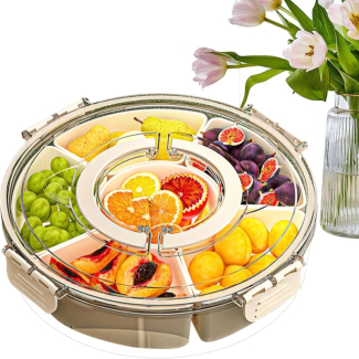 6Grid Rotating Storage Box - 6.6L Divided Serving Tray for Food Organization Price in Pakistan | LAPTAB