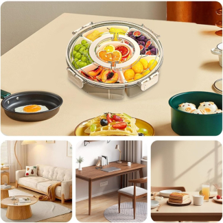 6Grid Rotating Storage Box - 6.6L Divided Serving Tray for Food Organization Price in Pakistan | LAPTAB