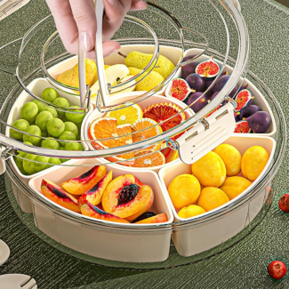 6Grid Rotating Storage Box - 6.6L Divided Serving Tray for Food Organization Price in Pakistan | LAPTAB