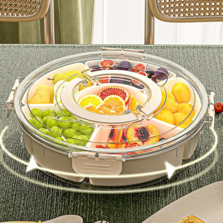 6Grid Rotating Storage Box - 6.6L Divided Serving Tray for Food Organization Price in Pakistan | LAPTAB