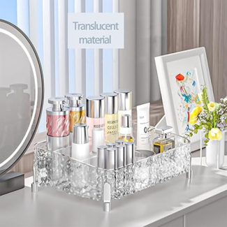 Acrylic Desktop Makeup Organizer with Multi-Grid Storage and Clear Visibility Price in Pakistan | LAPTAB