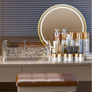 Acrylic Desktop Makeup Organizer with Multi-Grid Storage and Clear Visibility Price in Pakistan | LAPTAB