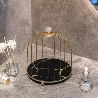 2 Tier Golden Vanity Cage - Elegant Stainless Steel Tabletop Organizer Price in Pakistan | LAPTAB