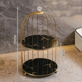 2 Tier Golden Vanity Cage - Elegant Stainless Steel Tabletop Organizer Price in Pakistan | LAPTAB