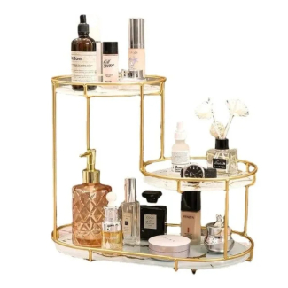 3 Tier Golden Vanity Stand - Versatile Makeup and Bathroom Organizer Price in Pakistan | LAPTAB