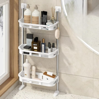 3 Layer Multipurpose Bathroom Rack - No Drilling Adhesive Storage Solution