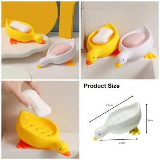 Ceramic Duck Soap Dish with Automatic Drainage for Home Decoration